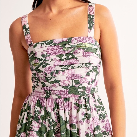 NWT Abercrombie & Fitch | A&F Emerson Linen-Blend Wide Strap Midi Dress Floral - Picture 5 of 7